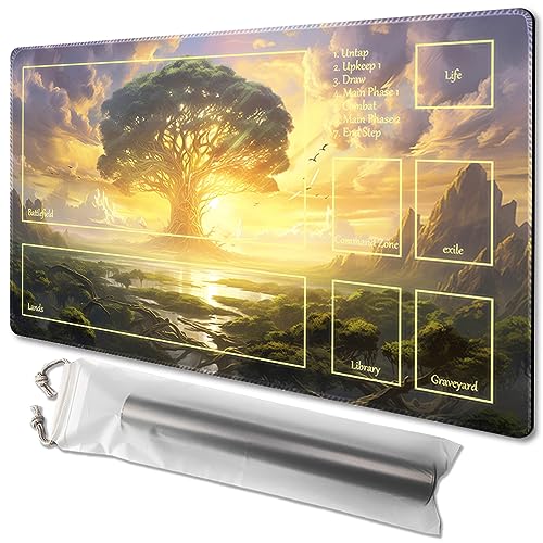 MTG Playmat Size 24x14in Free Storage Bags Non-Slip Backing Printing, Ideal for Card Game Enthusiasts TCG Playmat (Dawn of Hope,with Zone) - color: Dawn of Hope-with Zone