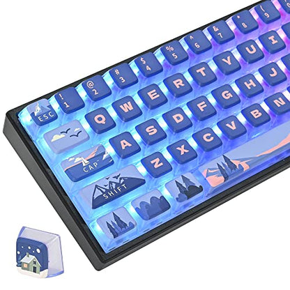 Polar Region ASA Custom keycaps ，118 Keys Double-Shot Key Cap Set for Cherry/Gateron MX switches 60 Percent / 64/61 Gaming Mechanical Keyboard(Polar Region Blue) - color: Polar region Blue