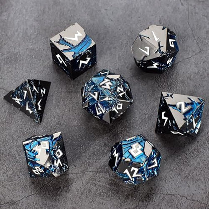 Rule Dice D&D Dice 7 Die Metal DND Dice Set, Weighted Metallic Dungeons and Dragons Dice Set, Large Polyhedral D and D Dice Sets, Cool MTG RPG Dice DND with Gifts Case for Role Playing (Black White) - color: Black White