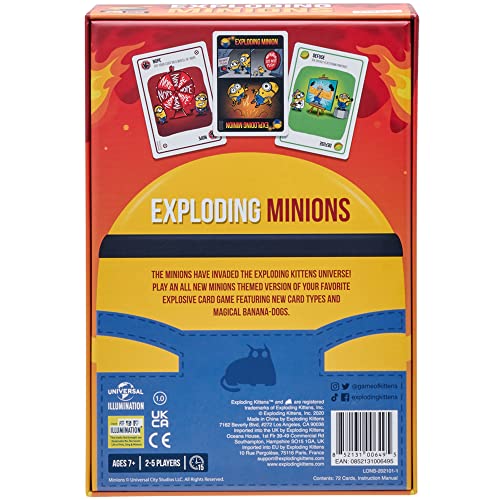 Exploding Minions by Exploding Kittens - 2-5 Players - Ages 7+ - 15 Minutes to Play - Minions Themed High Stakes Card Game - Party Game, Ideal for Family Night, Kid and Adult