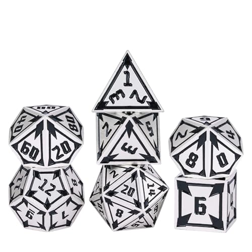 UDIXI Metal DND Dice Set, Metal Polyhedral Dice Set D&D for RPG (Silver) | 7-Pieces, Lozenge Pattern, Zinc Alloy Material, Gorgeous Gift Case, DM Gift, for Dungeons and Dragons Role Playing Games - color: Silver