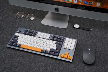 Willow Mechanical Keyboard, 102 Keys, MAC/Win, Space Gray, Gateron Red Linear Hot Swap Switches, RF 2.4, Bluetooth, USB, PBT Keycaps, Aluminum Top
