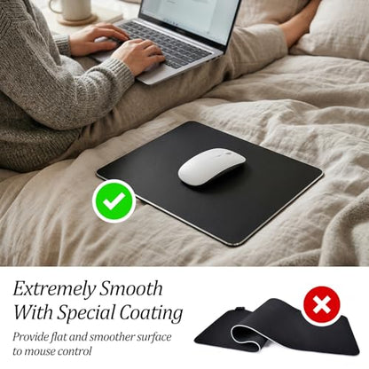 2pcs Hard Metal Mouse Pad for Desk Aluminum Mouse Pad with Stable Rubber Base Firm Mousepad Gaming Mousepad Leather Double Side Mouse Mat for Travel Home Office Laptop Computer