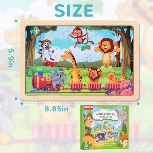 Wooden Educational Jigsaw Puzzles for Preschool Kids Ages 3-5, 4-Pack with 20 Pieces Dinosaur, Space, Transportation Wood Puzzles Set, Toddler Brain Teaser Toys, Gifts for Boys Girls Ages 3 4 5 6 - color: Mixed Styles B