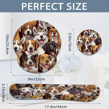 Wrist Rest Mouse Pad and Keyboard Support Set,Cute Dog 3 in 1 Ergonomic Memory Foam Mousepad with Non Slip Base, Gaming Mouse Pad for Office and Home - color: Cute Dog