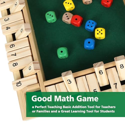 GOTHINK 1-4 Player Shut The Box Dice Game, 11.5-inch Wooden Board Table Math Game with 10 Dices - Math & Decision Skills for Adults/Kids, Perfect for Home Class Parties & Pubs - Classic Tabletop Fun - color: Original - 11.5 Inch