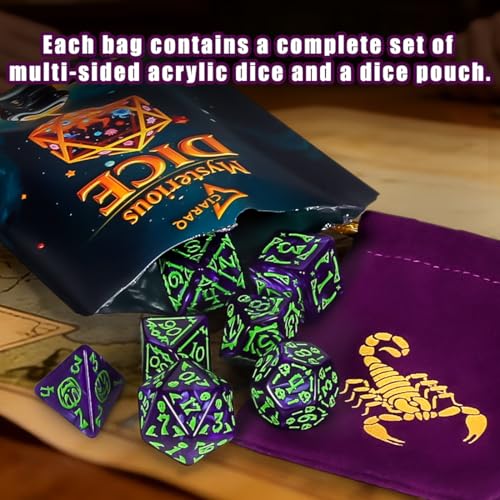 CiaraQ Polyhedral Dice Set - DND Role Playing Dice | Acrylic RPG Dice for Dungeons and Dragons MTG Table Games, Random Color, 7pcs - color: Random Color