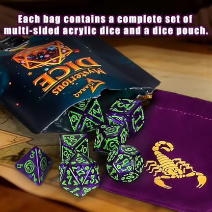 CiaraQ Polyhedral Dice Set - DND Role Playing Dice | Acrylic RPG Dice for Dungeons and Dragons MTG Table Games, Random Color, 7pcs - color: Random Color