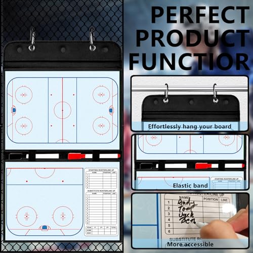Magnetic Hockey Coaching Board – Portable Dry Erase Whiteboard with Fence Clip, Magnets & Carry Bag, Foldable Tactical Board for Ice Hockey Coaches & Players, Ideal Coach Gift - style: Hockey