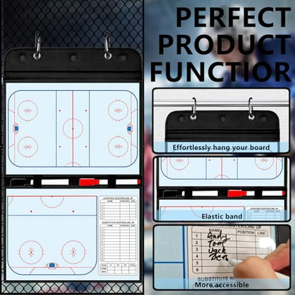 Magnetic Hockey Coaching Board – Portable Dry Erase Whiteboard with Fence Clip, Magnets & Carry Bag, Foldable Tactical Board for Ice Hockey Coaches & Players, Ideal Coach Gift - style: Hockey
