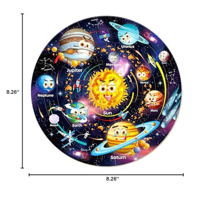 SYNARRY Solar System Floor Puzzles for Kids Ages 4-8, Large 70 Piece Jigsaw Puzzles for Kids Ages 4-6, Space Planet Astronaut Toys Puzzles, Preschool Learning Toys, Easter Basket Stuffers for Boy Girl - style: Solar System
