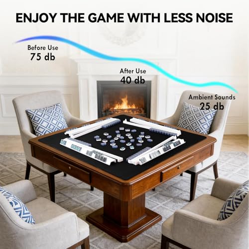 31.5'' Black Mahjong Mat, Non-Slip Noise Reduction Gaming Mat for Mahjong | Gaming Mat with Carrying Bag for Mahjong, Poker, Card, Domino, Board Games, Dominoes,Cards & Tile Games - color: Black