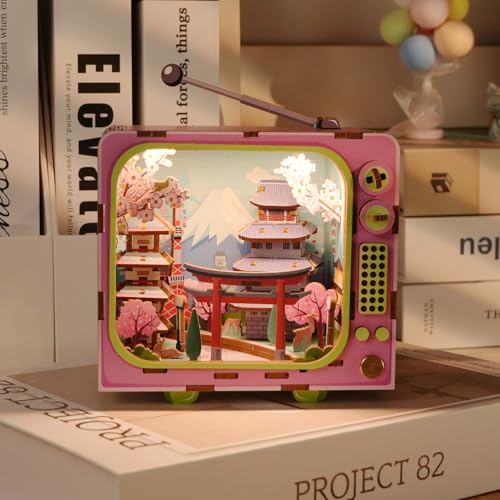 Under Mount Fuji 3D Wooden Puzzle with LED Lights, DIY Craft Model Kit for Adults & Kids, Creative Building Set and Unique Home Decor Gift - style: Under Mount Fuji