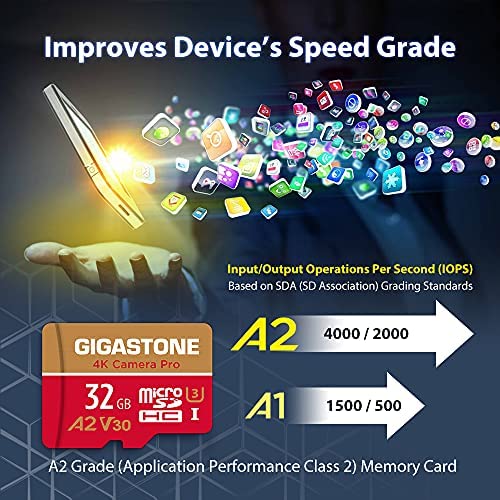 【5-Years Data Recovery】 GIGASTONE 32GB Micro SD Card, 4K Camera Pro, Compatible with GoPro, Wyze, Security Camera, Drone, Dash Cam, R/W up to 95/35MB/s MicroSDHC Memory Card UHS-I U3 A2 V30 - color: 32GB 4K Camera Pro 1-Pack