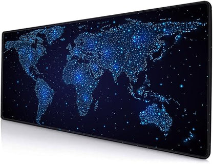 Large Gaming Mouse Pad with Stitched Edges, Desk Pad Extended Keyboard Mat, Non-Slip Rubber Base Mousepads for Laptop, Office, Home, 31.5X11.8 inch Galaxy World Map - color: 25 Galaxy World Map