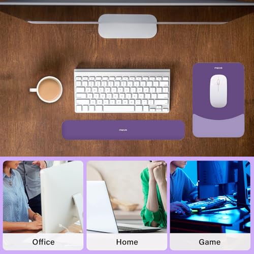 MOSISO Wrist Rest Support Mouse Pad & Keyboard Set, Imperial Purple | Rectangular Ergonomic Mousepad, Non-Slip Base, Home/Office Pain Relief & Easy Typing, Neoprene Cloth & Raised Silicone Lining - color: Imperial Purple