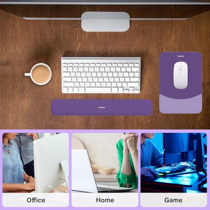 MOSISO Wrist Rest Support Mouse Pad & Keyboard Set, Imperial Purple | Rectangular Ergonomic Mousepad, Non-Slip Base, Home/Office Pain Relief & Easy Typing, Neoprene Cloth & Raised Silicone Lining - color: Imperial Purple