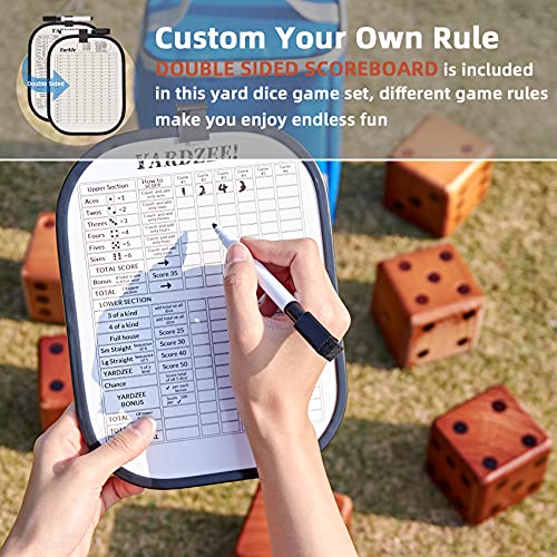 SpeedArmis Giant Wooden Yard Dice Set - Large Lawn yatzee Game with Scoreboard - Outdoor Beach Backyard Games for Teens Adults Family (Including Carry Bag)