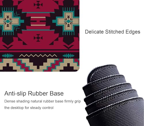 Southwest American Ethnic Pattern Desk Mat, Extended Big Mouse Mat for Home and Office, Large Gaming Mousepad Laptop Keyboard Mat with Non-Slip Rubber Base, Stitched Edges (31.50"x11.8"x0.12") - color: Southwest American Ethnic Pattern