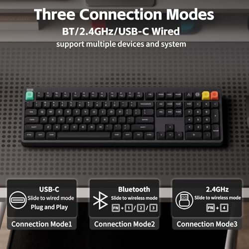 NuPhy Node100 Wireless Mechanical Keyboard, Hot Swappable Custom Bluetooth Keyboard, 109 Keys Computer Gaming Keyboards, Supports Touch Gestures, PBT Keycaps, RGB Backlit, Bluetooth/2.4GHz/USB-C - color: Gray, size: High-profile Red Max Switch