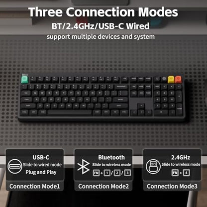 NuPhy Node100 Wireless Mechanical Keyboard, Hot Swappable Custom Bluetooth Keyboard, 109 Keys Computer Gaming Keyboards, Supports Touch Gestures, PBT Keycaps, RGB Backlit, Bluetooth/2.4GHz/USB-C - color: Gray, size: High-profile Red Max Switch