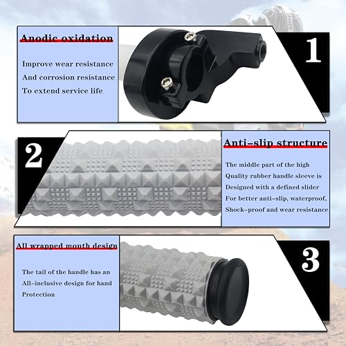 22mm 7/8" Throttle Twists Grip with Throttle Cable Upgraded Universal for Off-Road Motorcycle 250 Dirt Pit Motor Mini Bike YCF CRF70 TTR SSR KLX110 Thumpstar - color: Black