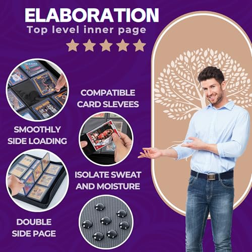 Top loader Binder - Holds 324+ Top Loaders for Cards, 9 Pocket Top Loader Binders with Sleeves for 3" x 4" Rigid Card Holders for Baseball, Football and other Cards (Deep Purple) - color: Deep Purple