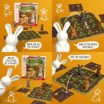 SmartGames Grabbit Strategy Board Game with Rabbits and Carrots Adventure Ages 4+