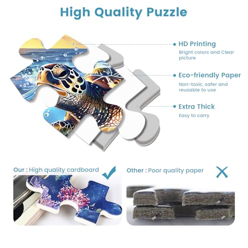 2 Pack Puzzles for Adults 1000 Pieces-Sea Turtle & Dolphins Difficult Jigsaw Puzzles for Adults,Hard Jigsaw Puzzle Decorations DIY Leisure Game Toy Suitable Family Friends(27.5x20 inches) - style: Sea Turtle & Dolphins