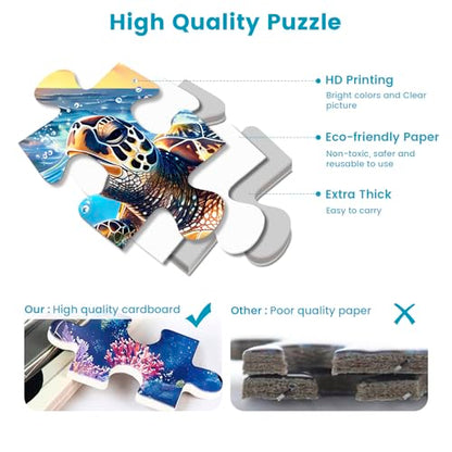 2 Pack Puzzles for Adults 1000 Pieces-Sea Turtle & Dolphins Difficult Jigsaw Puzzles for Adults,Hard Jigsaw Puzzle Decorations DIY Leisure Game Toy Suitable Family Friends(27.5x20 inches) - style: Sea Turtle & Dolphins