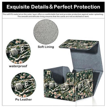 Card Deck Box for MTG Trading Cards with Magnetic Closure,Premium Card Storage Box Case Cover for TCG CCG Magic Cards,Skeleton Grassland - color: Skeleton Grassland