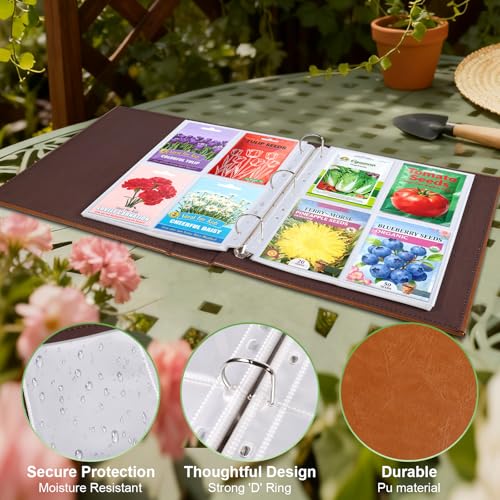 240 Pockets 3.5x5” Seed Packet Sleeves, 30 Pack Double Sided 4 Pocket Seed Organizer Sheet,Heavy Duty Garden Seeds Storage Pages for 3 Ring Binder, 8.5x11” Top Loading Clear Photo, Index Card Sleeves - color: 30 Pcs Sleeves