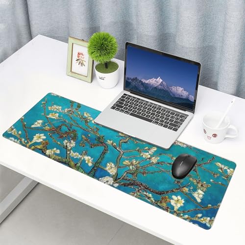 Almond Blossom Gaming Mouse Pad Extended Large Mouse Mat 31.5 X 11.8 Inch Nonslip Rubber Base Long Desk Pad Stitched Edges Mousepad Mice Pad for Office Home Game - color: Almond Blossom