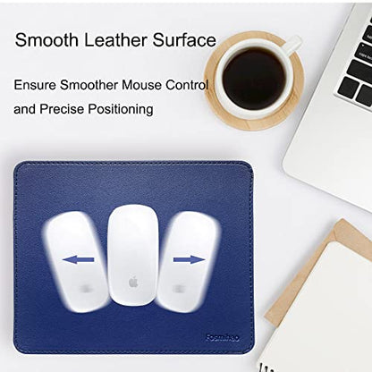 Leather Double Side Mouse Pad With Stitched Edge - Waterproof Ultra Thin for Computers, Laptop, Office & Home, 10.2 x 8.3 Inch, 1 Pack (Navy Blue) - color: Navy Blue