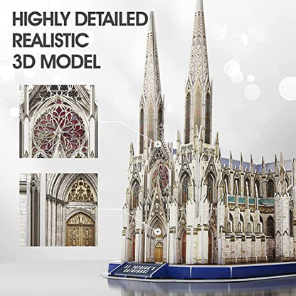 CubicFun St. Patrick's Cathedral New York 3D Puzzle, 117 Pieces, Ages 10+ - style: 1 USA | St. Patrick's Cathedral