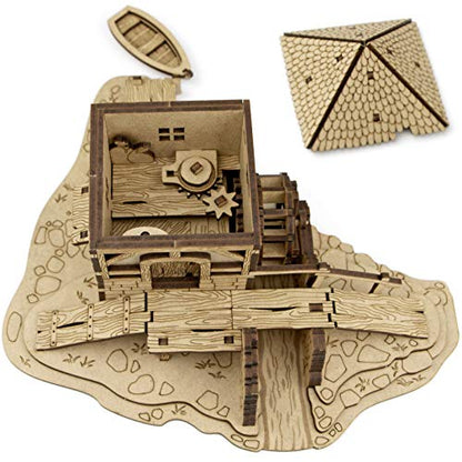 TowerRex Watermill D&D Terrain Buildings, DND Accessories for Dungeons & Dragons, Pathfinder, Warhammer, Tabletop Battle Map, Wooden Laser Cut Wargaming Terrain, RPG Scenery for 32mm, 28mm Miniatures