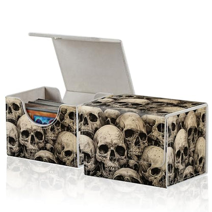 for MTG Commander Deck Box,Card Deck Box for Trading Yugioh MTG,Fits 100 Double Sleeved Cards,PU Leather Strong Magnet Case for Magic Commander TCG CCG,Art Skull - color: Art Skull