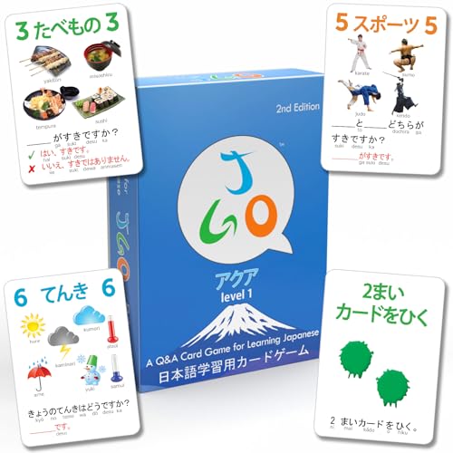 AGO JGO Japanese Language Card Game for Beginners! Learn Japanese by Playing a Fun Conversational Card Game! - style: JGO Aqua (Level 1)