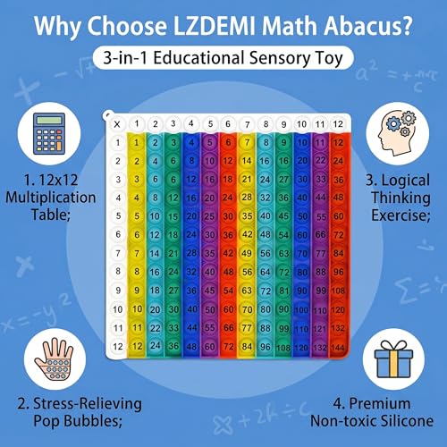 Multiplication Learning Board, 12x12 Multiplication Tables, Push Bubble Sensory Classroom & Home Learning Multiplication Chart Tool，Fidget Game for Teachers to Create a Variety of Math Operations - size: White-edged rainbow