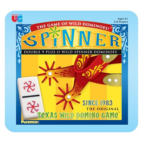 University Games, Spinner Game of Wild Dominoes in On-the-go Travel Tin , for 2 to 8 Players Ages 6 and Up