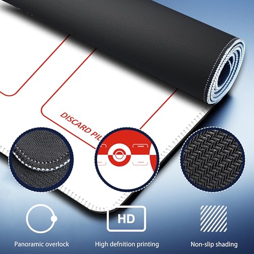Trading Card Game Playmat – 2-Player Trainer Mat with 37 Damage Counters and Professional Storage Bag (Red) - color: Red