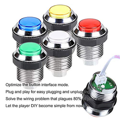 Fosiya 1 Player LED Arcade DIY Kits USB Encoder to PC Joystick + 10 x LED Chrome Arcade Buttons for PC, MAME, Raspberry Pi, Windows