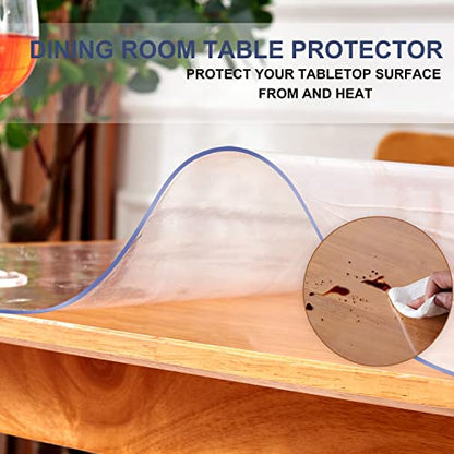 XEANGOUN 46x46 Inch Square Clear Table Cover Protector Wood Furniture Dining Coffee Glass Marble Tabletop Protection Gaming Desk Mat Table Pad Eco Thick Clear Plastic PVC Wipeable Waterproof Vinyl - color: Clear 1.5mm, size: 46" x 46" (Square)