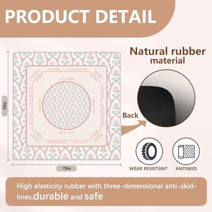 Pink and Green Floral Mahjong Mat 31.5"x31.5", Grandmillennial Flower Non-Slip Noise Reduction Gaming Mat for American Mahjong Poker Card Board Games Dominoes - color: Pink and Green Fower