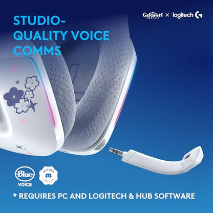 Logitech G733 Lightspeed RGB Wireless Gaming Headset | Lightspeed wireless, suspension headband, LIGHTSYNC RGB, Blue Voce mic tech, PRO-G audio drivers - color: Kamisato Ayaka Genshin Impact Edition