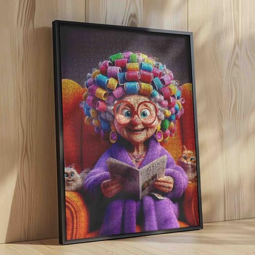 Old Grandma Puzzles 1000 Pieces for Adults Ladies Grandma Puzzles Intellectual Fun Best for Family Game Play Collection 19.7 x 27.6 Inch - color: Old Woman-a09