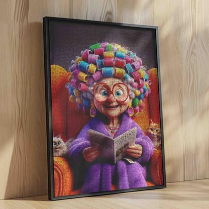Old Grandma Puzzles 1000 Pieces for Adults Ladies Grandma Puzzles Intellectual Fun Best for Family Game Play Collection 19.7 x 27.6 Inch - color: Old Woman-a09