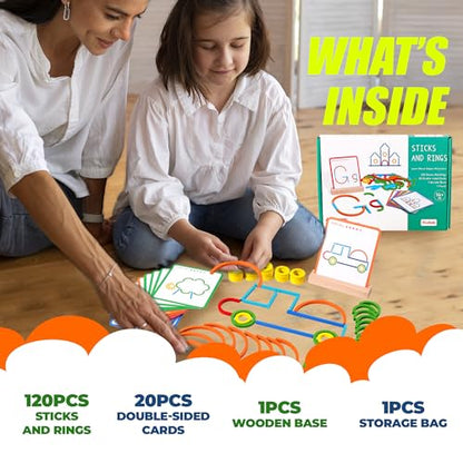 puzgic Stem Kids Toys for Creative Learning Building Educational Resources Kids Toy for Preschool and Kindergarten 3 4 5 6 Years Old Boys and Girls Brain Teaser Smart Sticks Toys