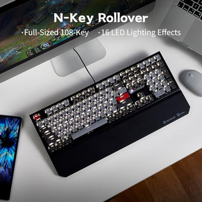 Hexgears X5 Wireless Mechanical Keyboard, Dual-Mode 2.4G/USB-C Ergonomic Full Size 108 Keys Keyboard, Kailh Box 3.0 Linear Switch, N-Key Rollover, Backlit Gaming Keyboards with Wrist Rest (Dark) - color: Dark Knight-X5, size: Linear