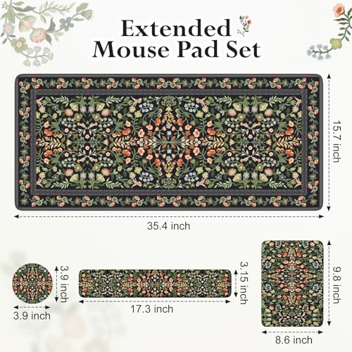 iLeadon Mouse Pad Set, Non Slip Desk Mat with Keyboard Wrist Rest | Soft Mouse Pad with Wrist Support and Coaster for Women Home Office, Gaming Desk Mat with Comfortable Keyboard Pad, Black - color: Black